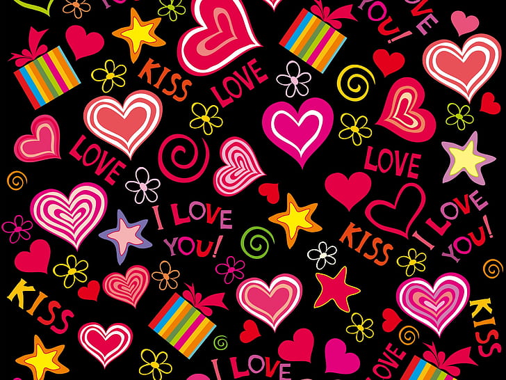 Corazones de amor, vector, romántico, día de San Valentín, amor, corazones, Vector, romántico, día de San Valentín, día, Fondo de pantalla HD