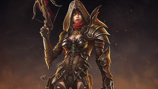 ผู้หญิง, ศิลปะแฟนตาซี, Diablo III, วิดีโอเกม, Demon Hunter (Diablo), Valla, วอลล์เปเปอร์ HD HD wallpaper