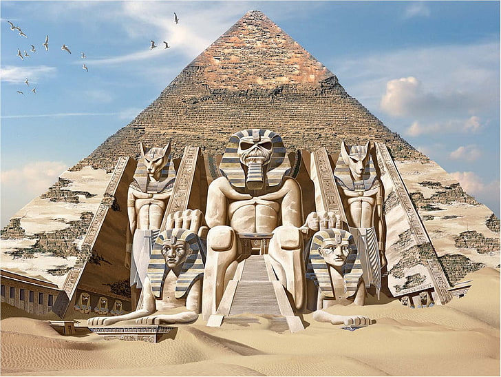 Pyramid of Giza, Egypt, Egypt, mythology, gods, Anubis, Iron Maiden, powerslave, HD wallpaper