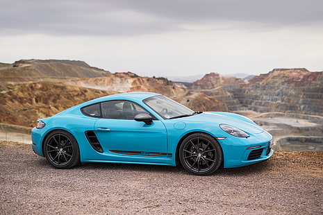 Porsche, Porsche 718 Cayman, Blue Car, samochód, samochód sportowy, pojazd, Tapety HD HD wallpaper