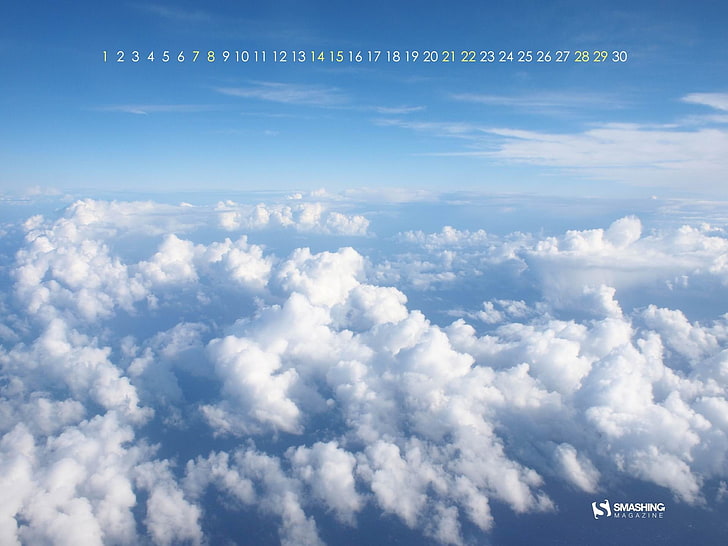 Beyond The Clouds-September 2013 Calendar Wallpape.., white clouds with text overlay, HD wallpaper