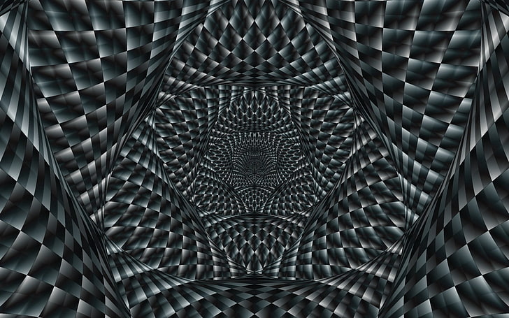 Ilustración negra, abstracción, ilusión óptica, negro, blanco, patrón, Fondo de pantalla HD