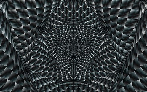 черная иллюстрация, абстракция, оптическая иллюзия, черный, белый, узор, HD обои HD wallpaper