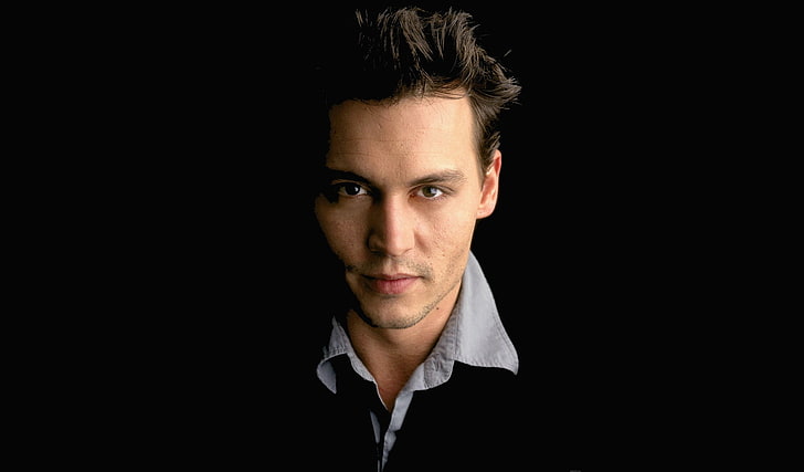 Men's black and white collared top, background, actor, brunette, johnny Depp,  HD wallpaper | Wallpaperbetter
