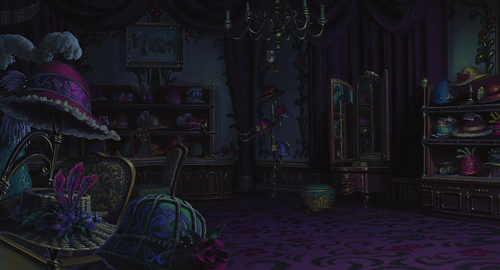 lampu gantung, cermin rias, dan lukisan bufet, Studio Ghibli, Howl's Moving Castle, anime, Wallpaper HD