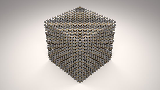grå kub vektorkonst, Minecraft, abstrakt, kub, 3D, videospel, enkel bakgrund, geometri, HD tapet HD wallpaper