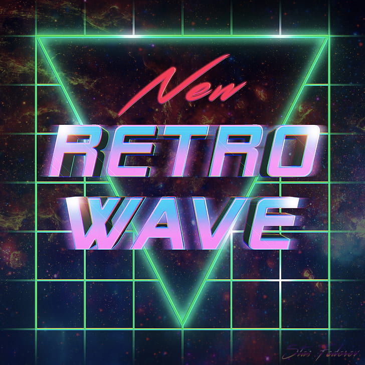 neon, Retrowave, synthwave, 1980, Photoshop, tipografia, arte digital, HD papel de parede