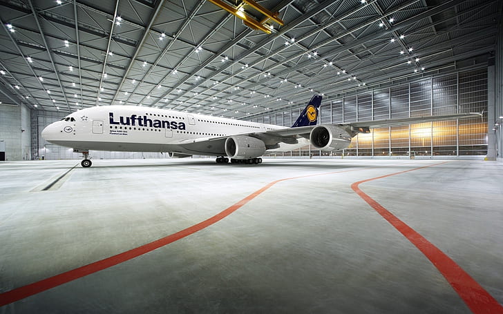 Lufthansa Airbus A380, airbus, lufthansa, A380, pesawat terbang dan pesawat, Wallpaper HD