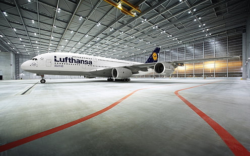 لوفتهانزا إيرباص A380 ، إيرباص ، لوفتهانزا ، A380 ، طائرات وطائرات، خلفية HD HD wallpaper