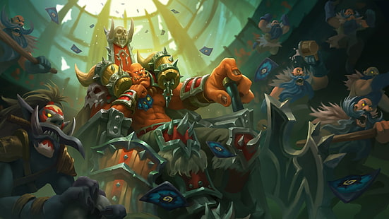 Dota Orc clan digital wallpaper, Hearthstone: Heroes of Warcraft, World of Warcraft, video games, artwork, Garrosh Hellscream, dwarf, HD wallpaper HD wallpaper