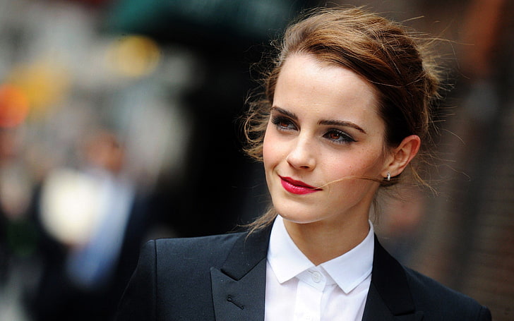 Emma Watson, Emma Watson, actrice, sourire, visage, maquillage, Fond d'écran HD