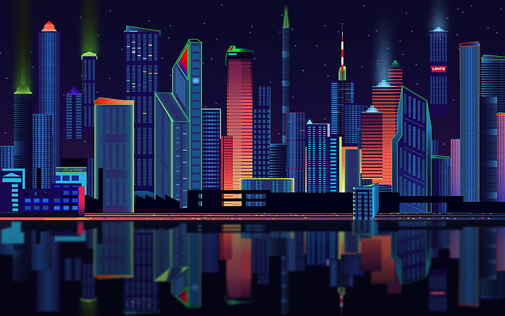 City vector panorama abstract design, HD wallpaper