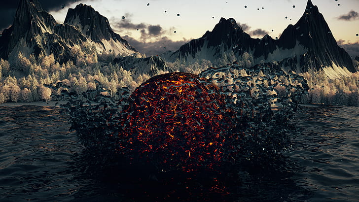 Cinema 4D, OctaneRender by OTOY, landscape, abstract, HD wallpaper