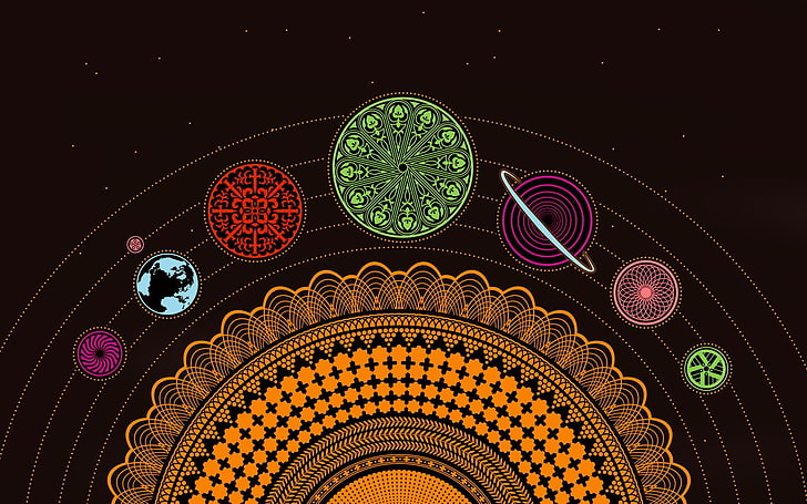 planets illustration, abstract, universe, Solar System, planet, HD wallpaper