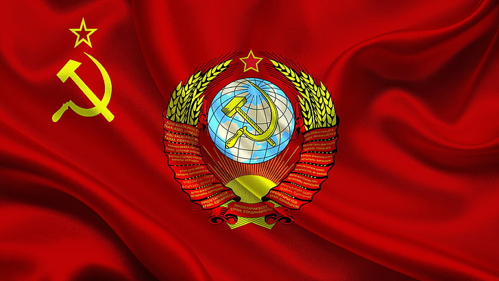 Union Soviet logo, Flag, USSR, Coat of arms, HD wallpaper