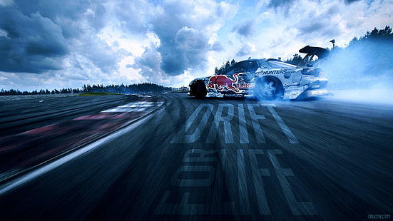 grauer Sportwagen, Auto, Drift, Red Bull, Mazda, Mazda RX-7, HD-Hintergrundbild HD wallpaper