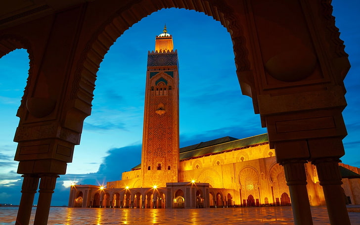 Masjid, Masjid Hassan II, Maroko, Wallpaper HD