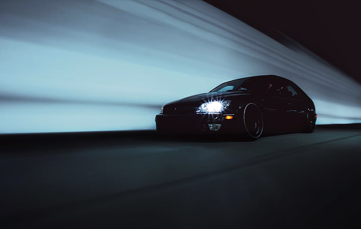 black, Lexus, tuning, is300, in motion, HD wallpaper
