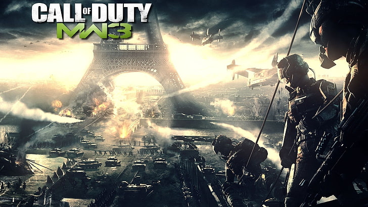 Call of Duty Modern Warfare 3 тапет, Call of Duty Modern Warfare 3, Франция, Айфелова кула, войници, битка, танкове, HD тапет
