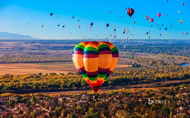 Балони с горещ въздух-октомври 2015 Bing Wallpaper, разноцветен балон с горещ въздух, HD тапет