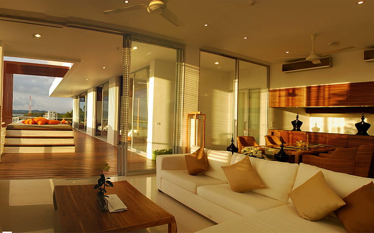 Penthouse Living Area, living, terraza, muebles, diseño de interiores, Fondo de pantalla HD