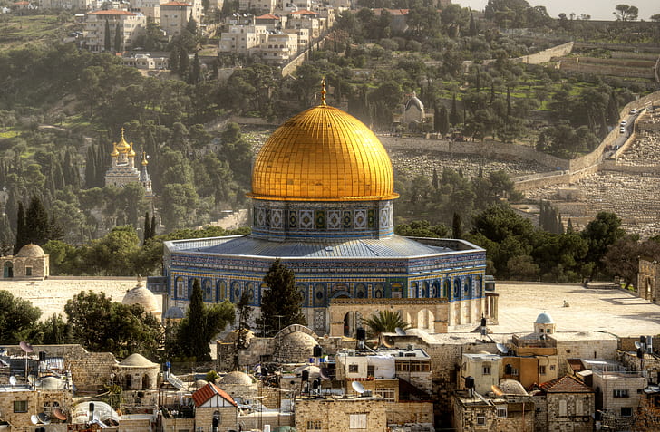 landscape, home, temple, the dome, Israel, Jerusalem, HD wallpaper