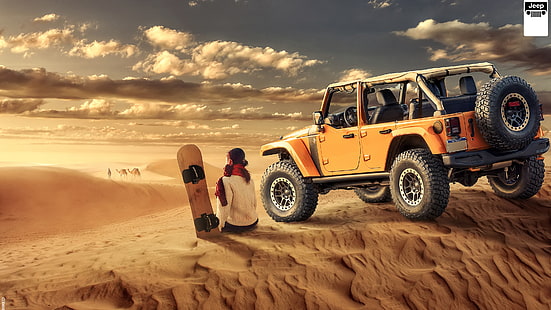 Droga, pustynia, Jeep, Wrangler, Tapety HD HD wallpaper