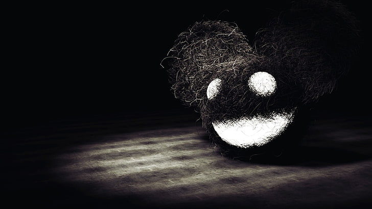round black and white monster head ornament, deadmau5, artwork, awesome face, HD wallpaper