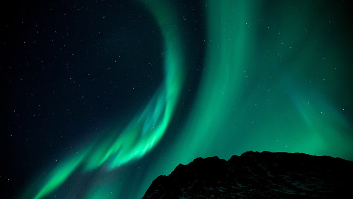 aurora borealis, aurorae, langit, alam, malam, bintang, Wallpaper HD