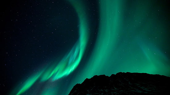 aurora borealis, aurorae, sky, nature, night, stars, HD tapet HD wallpaper