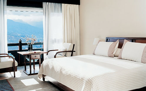 interno, letto, hotel, Sfondo HD HD wallpaper