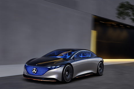 Mercedes-Benz, Mercedes-Benz Vision EQS, รถยนต์, รถแนวคิด, รถยนต์ไฟฟ้า, Mercedes-Benz Vision EQ, รถสีเงิน, ยานพาหนะ, วอลล์เปเปอร์ HD HD wallpaper