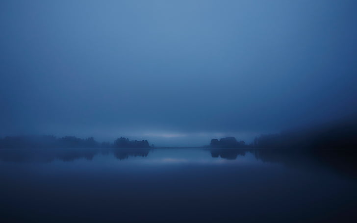 暗い時間、風景、霧、湖、HD、 HDデスクトップの壁紙