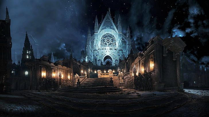 Papel pintado gris y blanco del castillo, Dark Souls III, Fondo de pantalla HD