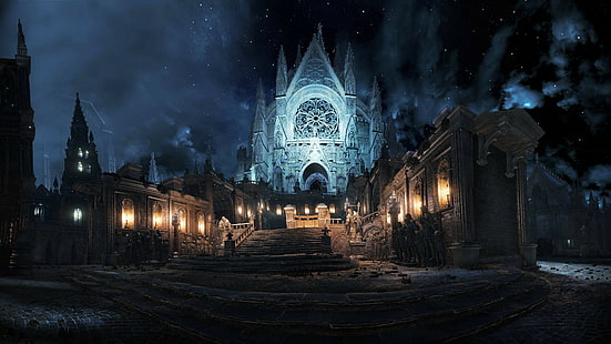 сиви и бели тапети на замъка, Dark Souls III, HD тапет HD wallpaper
