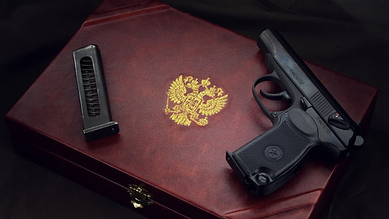 أسلحة ، بندقية ، مسدس ، سلاح ، مسدس ماكاروف ، ماكاروف ، شعار النبالة للاتحاد الروسي، خلفية HD HD wallpaper