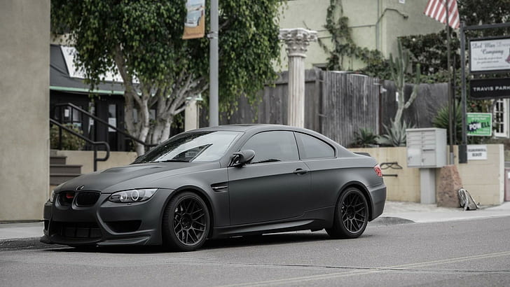 BMW M3 E92 Matte Grey Street Stationnement, mat, gris, rue, parking, Fond d'écran HD
