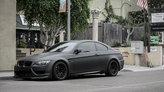 BMW M3 E92 Matte Grey Street Parking ، ماتي ، رمادي ، شارع ، موقف سيارات، خلفية HD HD wallpaper