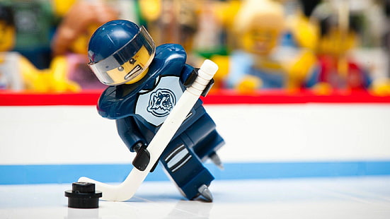 LEGO, hockey sobre hielo, NHL, disco, hockey, patines, hielo, pista, palo de hockey, viseras, Fondo de pantalla HD HD wallpaper