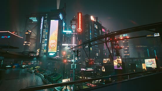 Cyberpunk 2077, gece, şehir, siber, fütüristik, HD masaüstü duvar kağıdı HD wallpaper