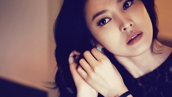 top noir à col rond pour femme, coréen, asiatique, Song Kye Hyo, Song Hye-kyo, Fond d'écran HD