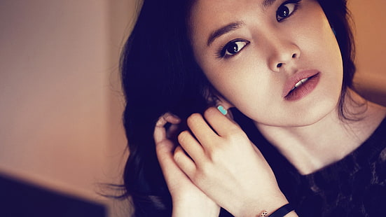 dam svart topp med rund hals, koreansk, asiatisk, Song Kye Hyo, Song Hye-kyo, HD tapet HD wallpaper