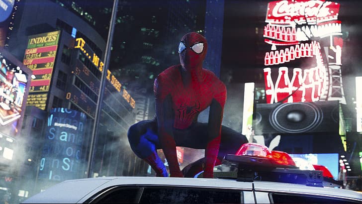 City, USA, Action, Fantasy, Hero, Sony, Cars, Police, Amazing, Columbia, The, Marvel, Parker, Super, Comics, Year, Spider-Man, Andrew Garfield, Spider Man, Peter, Movie, Battle, Film, 2014, Adventure, Pictures, The Amazing Spider-Man 2, Situation, Columbia Pictures, SpiderMan, Superhuman, HD wallpaper