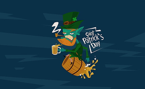 St Patrick Tagesbier, Feiertage, St Patrick Tag, Bier, glücklich, Klee, irisch, glücklicher Klee, Patrick Tag, 2015, Kobold, HD-Hintergrundbild HD wallpaper