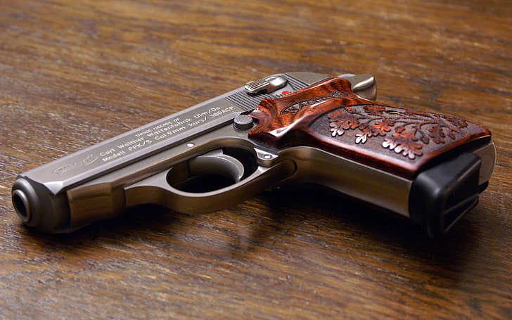 pistol abu-abu dan coklat, pistol, pistol, Walther, Walther PPK, Wallpaper HD