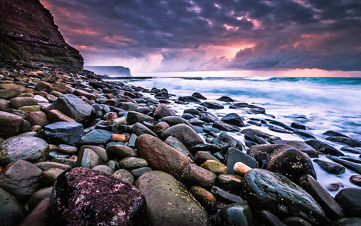 Royal National Park von New South Wales Australien Schöne Sunrise Stones Waves Desktop Hd Wallpaper für Handys Tablet und PC 3840 × 240, HD-Hintergrundbild