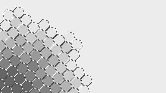 minimalismo geometría hexágono fondo simple fondo blanco monocromo, Fondo de pantalla HD HD wallpaper
