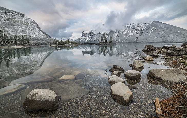 Alberta, Canada, Banff national park, Lake Minnewanka, HD wallpaper