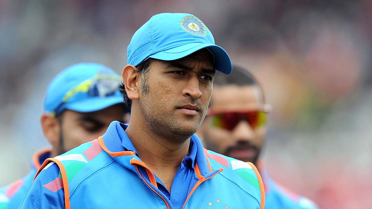 Männer blaues Poloshirt, Mahendra Singh Dhoni, Cricket, Indien, HD-Hintergrundbild