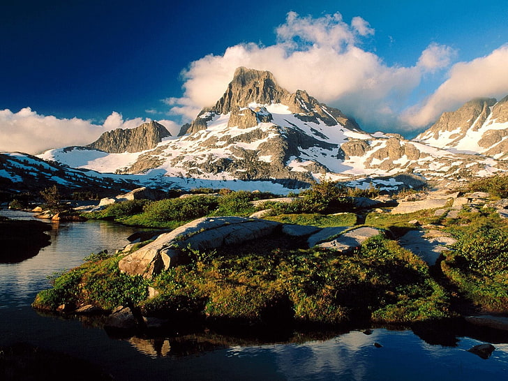 brown mountain, california, mountains, stones, vegetation, HD wallpaper